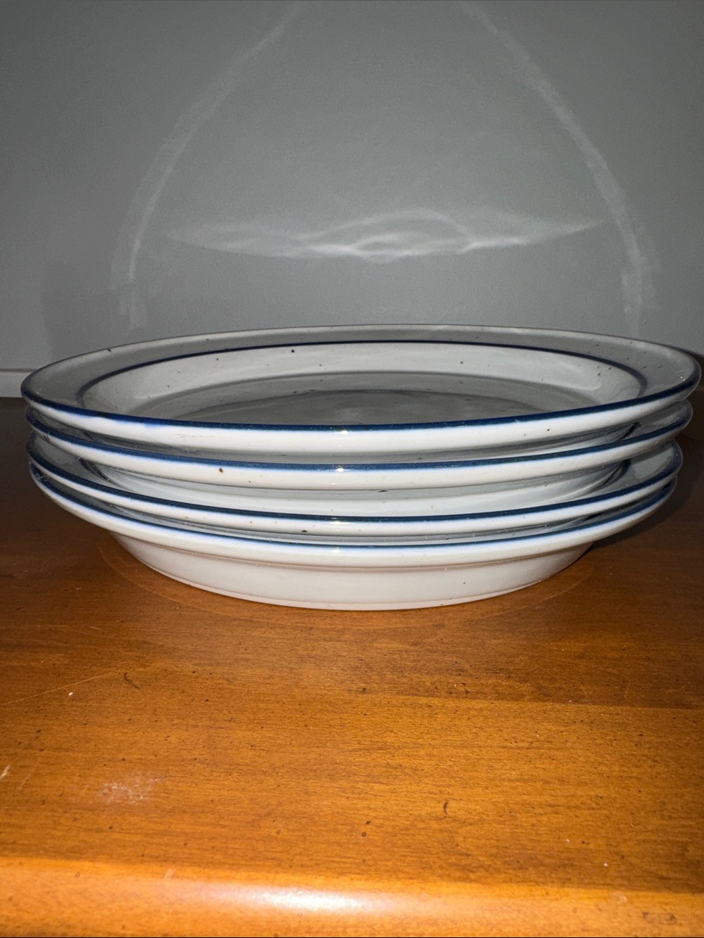 Dansk Blue Mist Set of 4 White Ceramic Dinner Plates with Blue Rim EUC